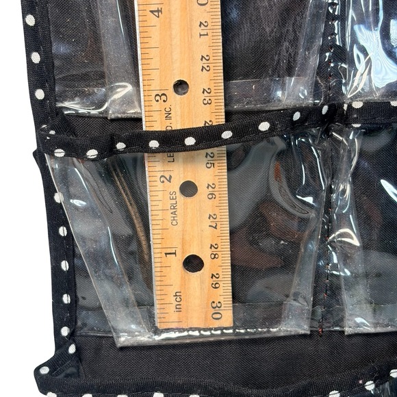 Monogram M Hanging Jewelry Organizer Pink Black Polka Dot 66 Pockets DBL Sided - Picture 7 of 9